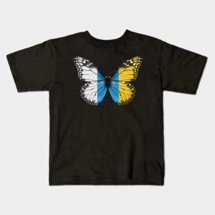 Canary Islander Flag  Butterfly - Gift for Canary Islander From Canary Islands Spain Kids T-Shirt